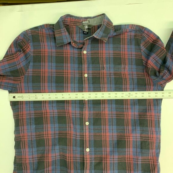 Volcom Men's Classic Fit Plaid Button Down Cotton Pocket Long Sleeve Shirt SZ L‎ - Picture 10 of 12
